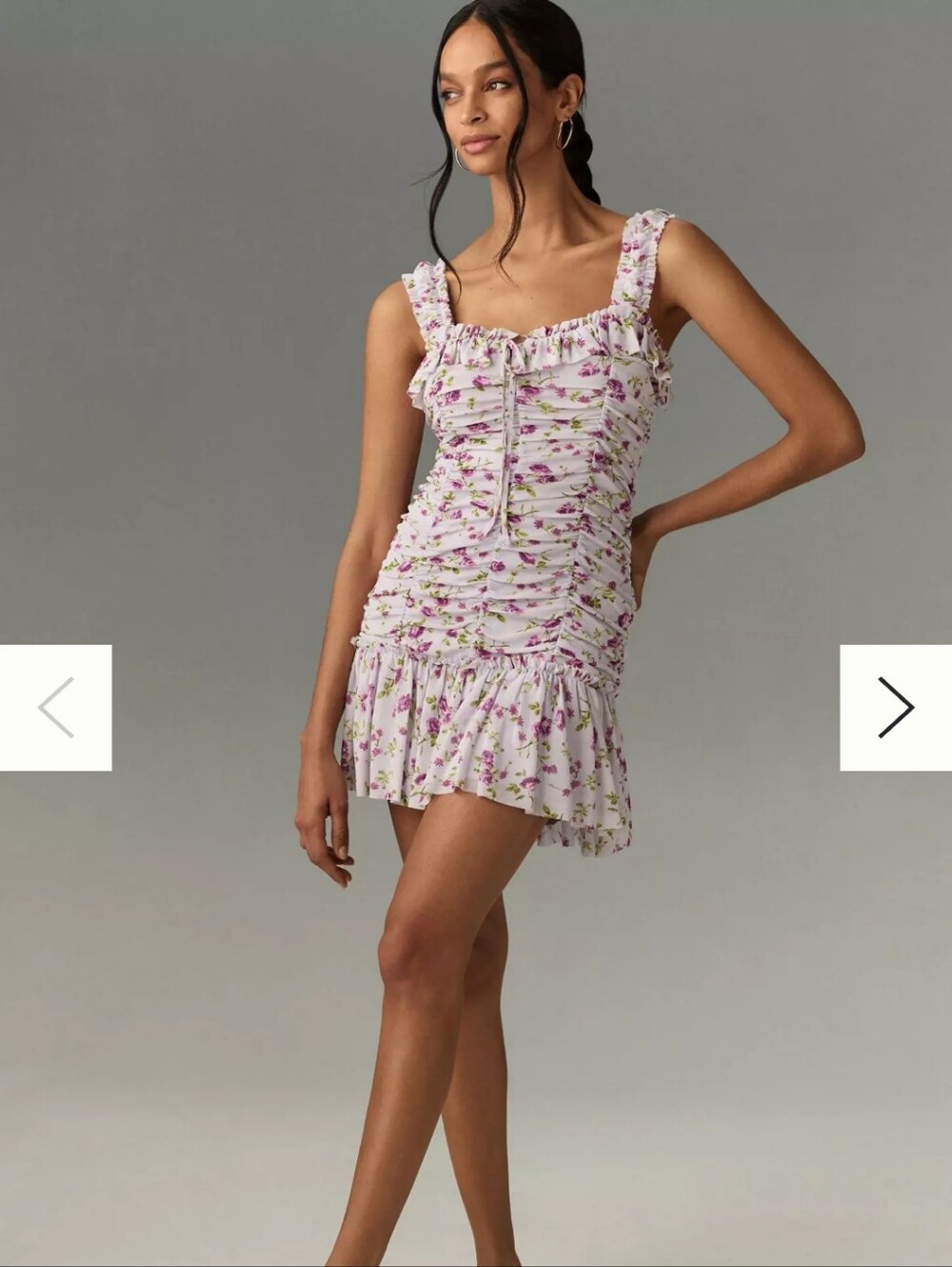 Anthropologie Sleeveless Square-Neck Ruched Mini Dredd